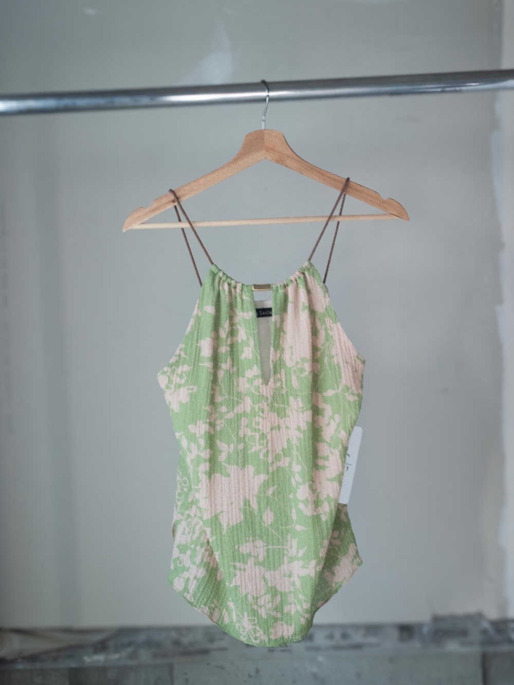 Pistachio Printed Halter Top